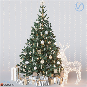Modern Christmas tree gift box ornament 3d model